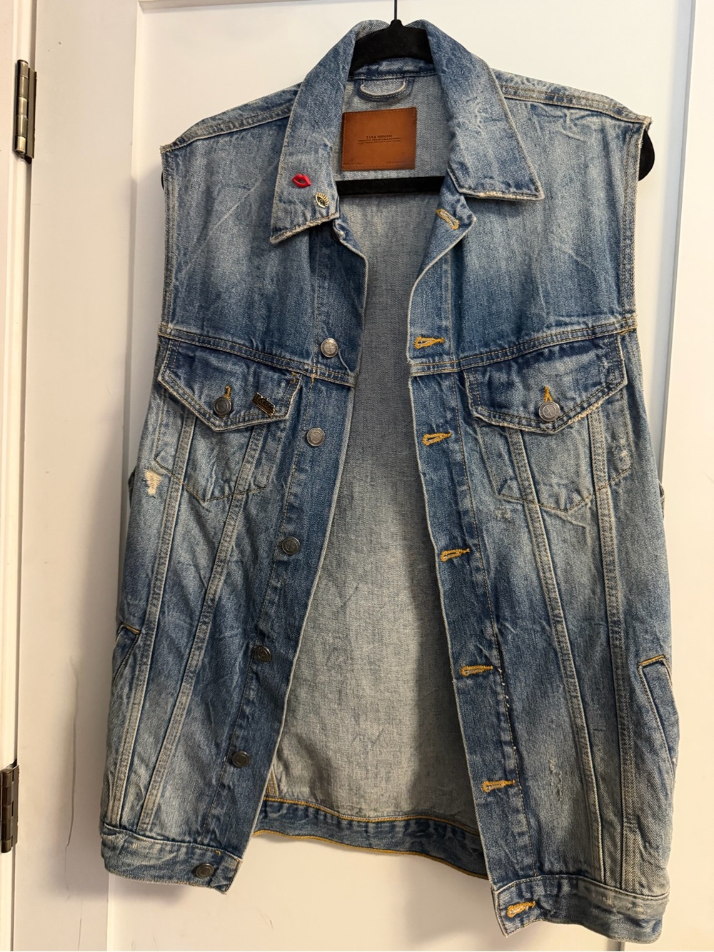 Zara Classic Light Blue Denim Vest - Women's Sleeveless Jacket